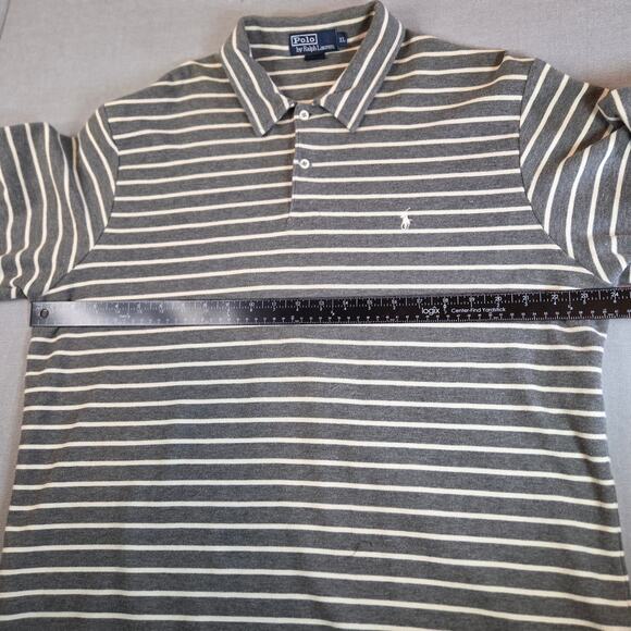 Vintage Polo Ralph Lauren XL Long Sleeve Stripe Shirt Gray White Cotton - Picture 9 of 12